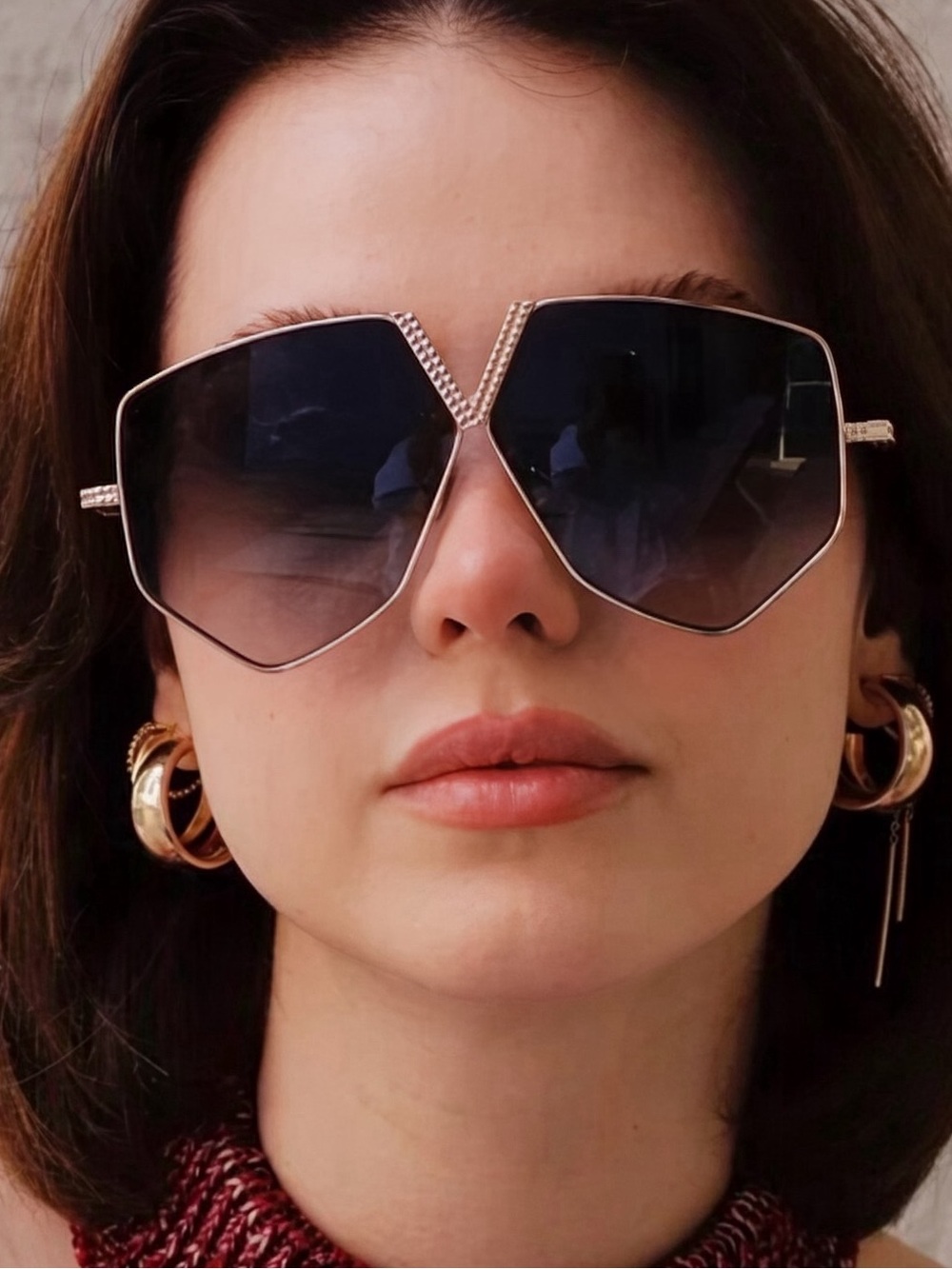 VALENTINO GARAVANI V-Hexagon Gold Titanium Sunglasses--NWT